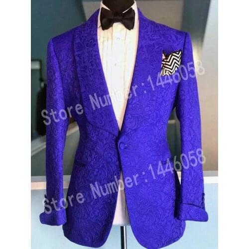 2019 New Arrival Groomsmen Royal Blue Groom Tuxedos Shawl Lapel Men Suits Wedding/Prom Best Man Blazer ( Jacket+Pants+Tie )