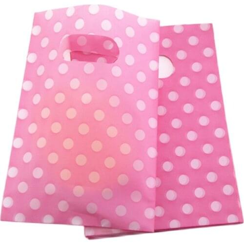 New Design Hot Sale Wholesale 100pcs/lot 13*18cm Pink Plastic Packaging Bags with Dot Favor Wedding Gifts Package