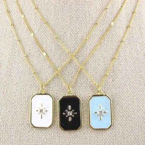 16inch 10pcs/lot New design cz/enamel charm necklace,xute shape cubic zircon component,popular plated chain necklace wholesale