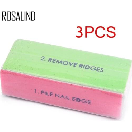 ROSALIND 3PCS Nail Art Sanding File Tips Polish Buffer Block Shiner File 4 sides Nail Art Polisher Manicure