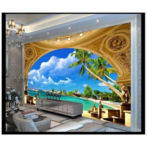 Custom photo wallpaper 3d wall murals wallpaper Atmospheric 3 d palace seascape background wall paper for living room decoration