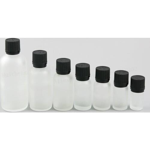 12 x 5ml 10ml 15ml 20ml 30m 50ml 100ml Frost clear glass oil bottle with Tamper Evident child resistance Cap orificereducer
