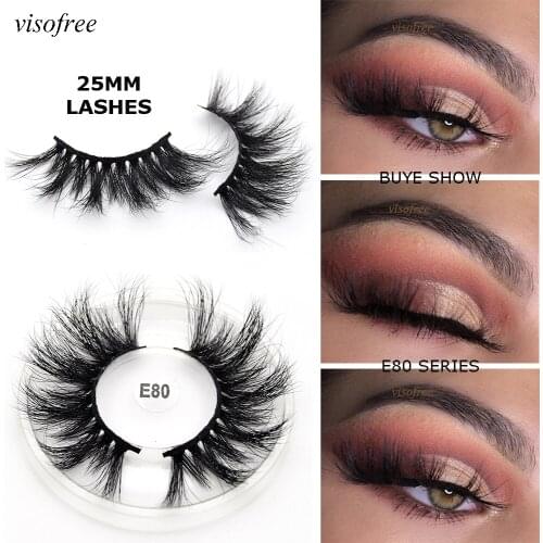 Visofree 3D lashes mink 25mm Dramatic Long mink Hair False Eyelashes Makeup Full Strip Lashes Wispy 3D Mink Eyelashes Reusable