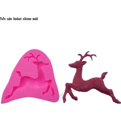 Christmas decorations 3D deer Silicone Molds Cake Mold Baking Tools handmade soap mould cake pop recipe T0819