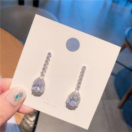 SHELA S925 Sterling SilverPins Water Drop Wedding Luxury Shining Stud Earrings For Women Zirconia Fashion Jewelry High Quality