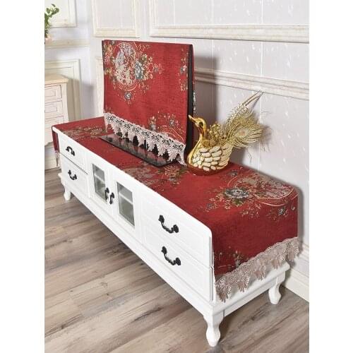 TV Cabinet Tablecloth Coffee Table Fabric Bedside Table Dust Cover Curtain Set Red Wedding Rectangular Living Room Household