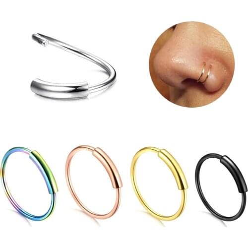 1pc 22g 6/8/10/12mm Steel Hinged Clicker circle ring Piercing Nose Ring Hoop Lip Ear Ring Body Jewelry Piercing Clip Gift