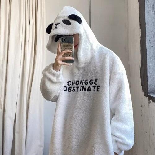 Deeptown Kawaii Hoodie Women Winter Fashion Warm Thicken Cute Hoodies Women Long Sleeve White Casual Loose Embroidery Pullover