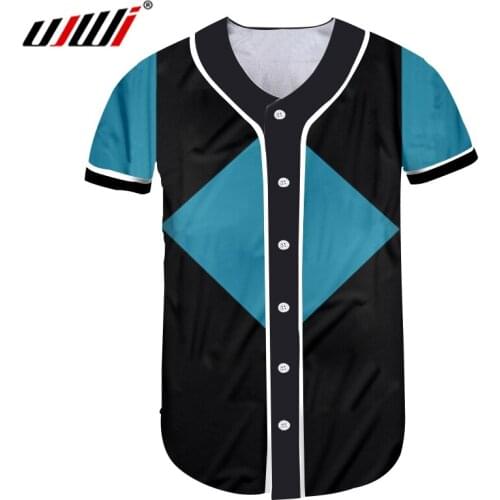 UJWI Geometry And Triangle Man Baseball Shirt 3D Printed Black Blue Sportswear Best Selling Mens New Recommend Tshirt