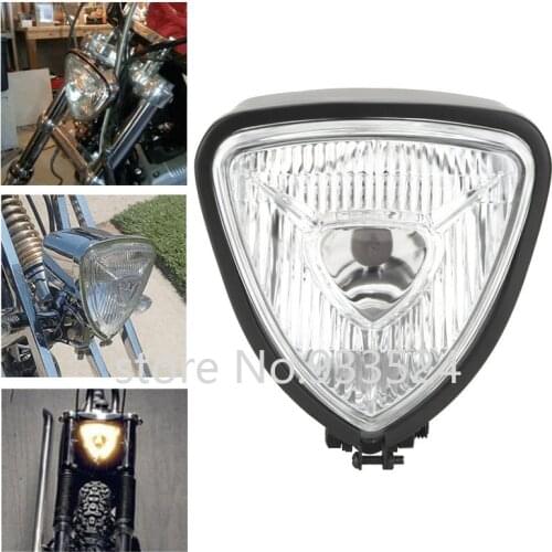 Universal Black Motorcycle Triangle Headlight For Harley Honda Yamaha Suzuki Kawasaki Chopper Bobber Cafe Racer Touring Custom