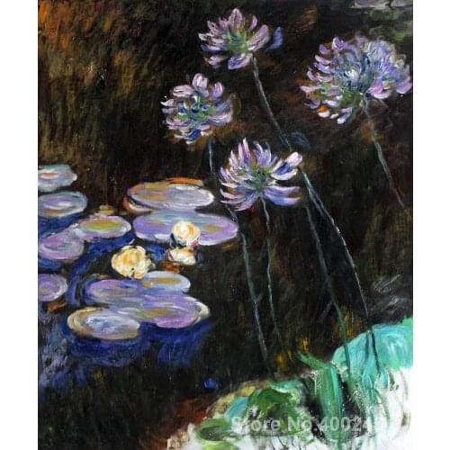 Water Lilies and Agapanthus Claude Monet painting for sale oil on canvas Hand painted High quality