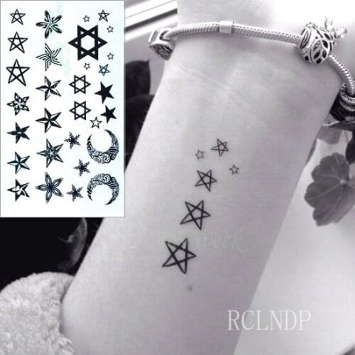 Waterproof Temporary Tattoo Sticker Black white Star Triangle Fake Tatto DIY Flash Tatoo Tatouage Wrist Foot Hand For Girl Women