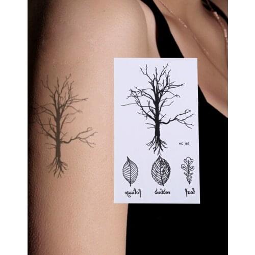 Waterproof Temporary Tattoo Sticker Fake Leave Tattoo Stickers Vintage Black Tree Design Arm Leg Body Art Make Up Tools