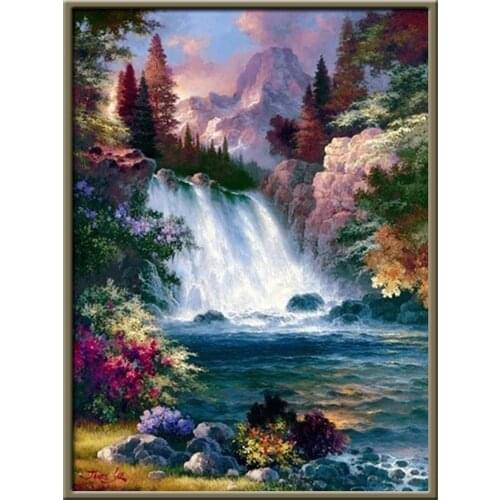 Landscape Tree DIY Cross Stitch Embroidery 11CT Kits Needlework Craft Set Printed Canvas Cotton Thread Home Decoration Sale