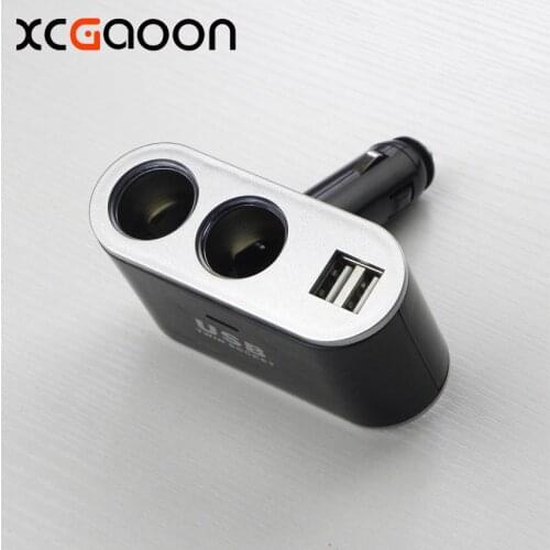XCGaoon 12V 24V 2 Ways 2 USB Car Charger power Adapter Triple Cigarette Lighter for Mobile Smartphone Car DVR Camera GPS