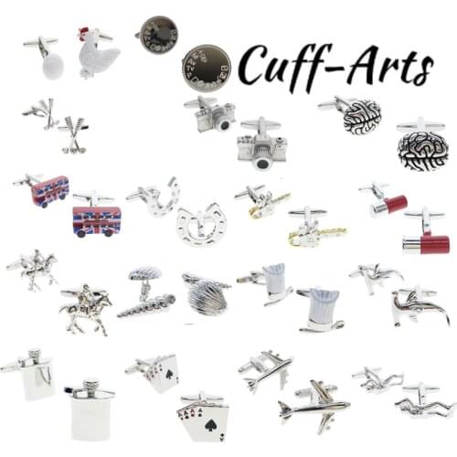 Cufflinks Mens French Shirt Cufflinks Button Gold Truck Aircraft Brain Shell Key Shape Cufflinks