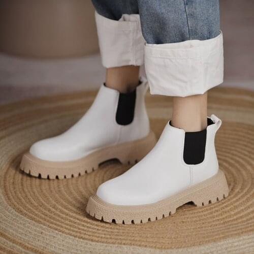 Lucyever Pu Leather Ankle Boots Women 2021 Autumn Casual Comfort Chelsea Boots Woman Waterproof Non-slip Kitchen Botas Mujer