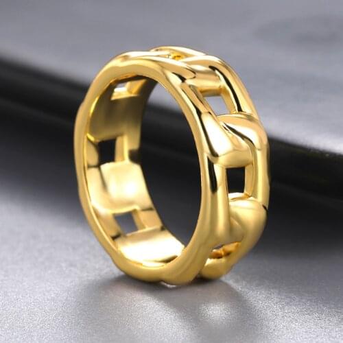 Punk Cuban Link Chain Ring for Women Stainless Steel Mens Finger-ring Vintage Couple Jewelry Gothic Accessories free shipping