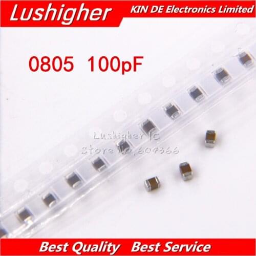 100pcs 0805 100pf 101k 101 100.0pf 100V X7R Error 10% SMD Ceramic Capacitor MLCC