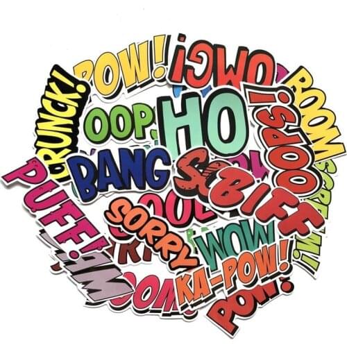 5 Sets = 125PCS Skateboard Notebook English Stickers Water Cup Computer Cartoon Stickers