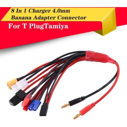 8 In 1 Charger 4.0mm Banana Adapter Connector T Tamiya Futaba XT60 EC3 JST Wire Cable Lipo Battery RC Drone Imax B6 B6AC