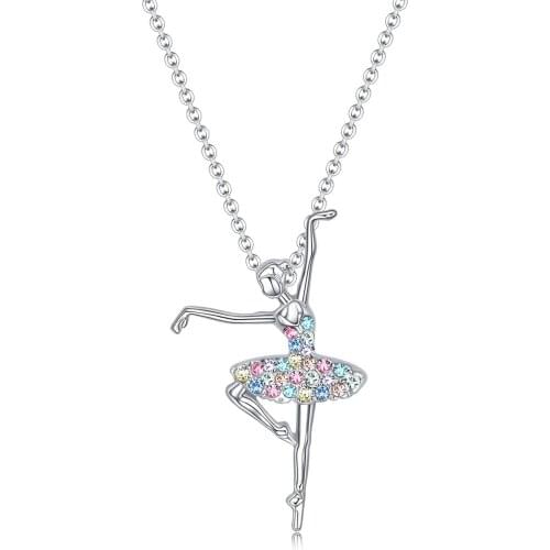Ballerina Ballet Dancer Dancing Girl Colorful Tutu Pendant Necklace Jewelry