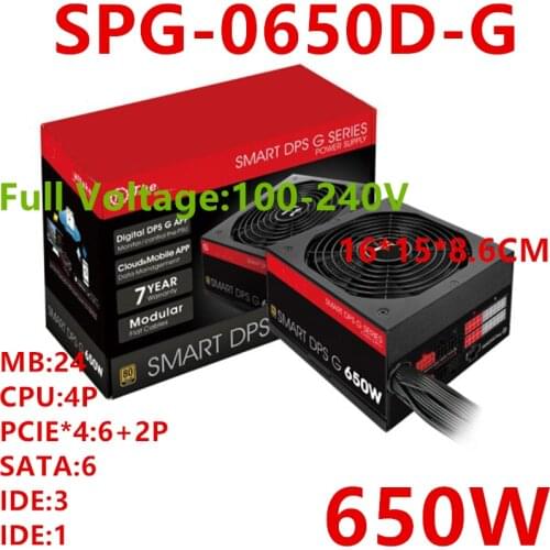 New PSU For Thermaltake(Tt) Brand Smart DPS G 650W ATX 80plus Gold Half Module Game Power Supply 650W Power Supply SPG-0650D-G