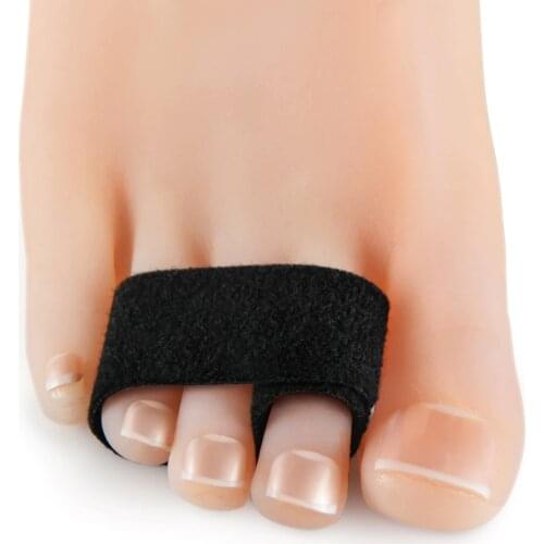 Black Toe Corrector Straightener Wrap Cushioned Bandages Hammer Elastic Toe Separator Splints Tape for Overlapping Toe C1631