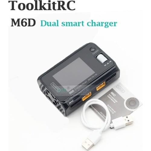 ToolkitRC M6D 500W 15AX2 2-6S Dual Channel Battery Balance Charger For Lipo LiHV Lion With Parallel Charing Cable