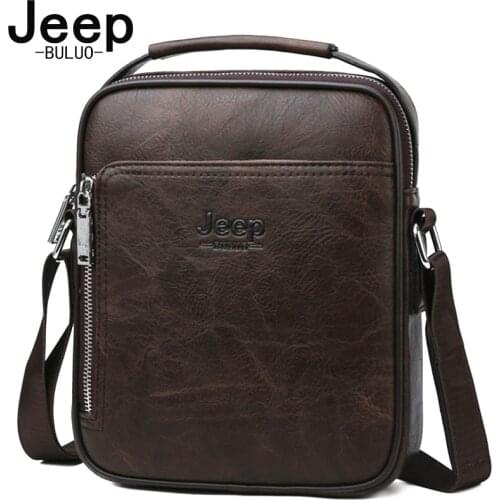 JEEP BULUO Brand High Quality Split Leather Large Capacity Man Bag Men Messenger Bags Crossbody Shoulder Tote Bags For Male New