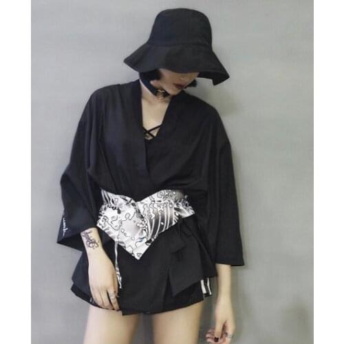 Japanese Kimono Summer Cardigan Kimono Yukata Woman Man Black Summer Loose Handsome Outer Garment