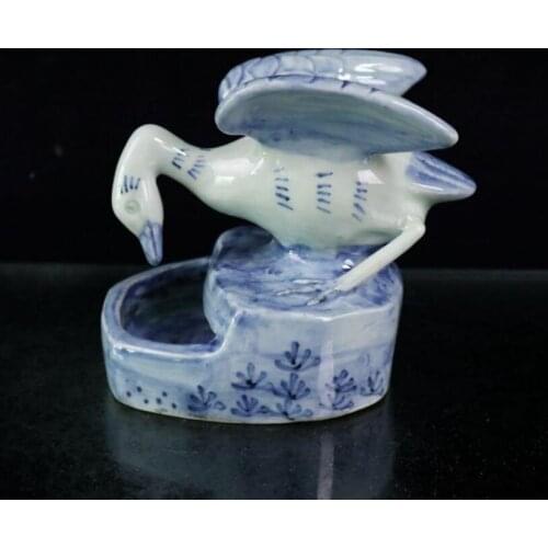 China Blue and white ceramic Goose pen wash crafts statue