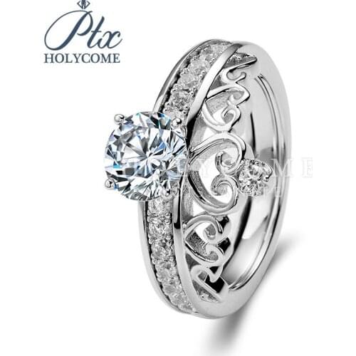 Wholesale price beautiful ring white color 1ct round cut silver moissanite rings кольца браслеты ьги с зеленным камнем