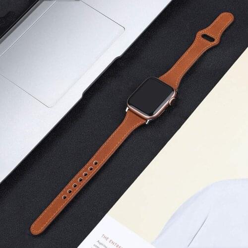 Leather loop strap For Apple watch band 40mm 44mm Slim Genuine Leather belt bracelet iWatch band 38mm 42mm serie 3 4 5 se 6 band