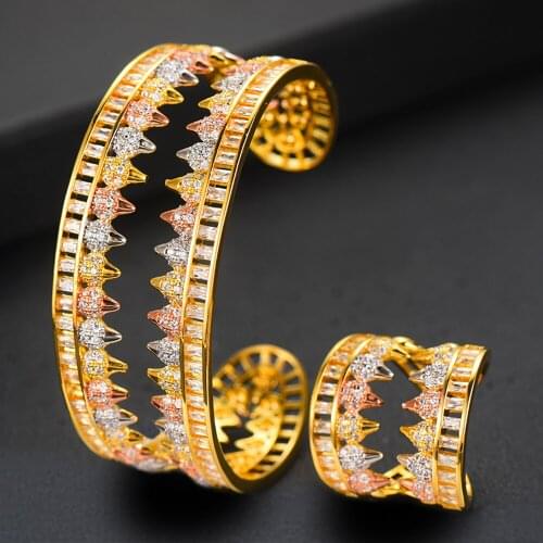 LARRAURI Luxury Disco African Bangle Ring Set Fashion Jewelry Sets For Women Wedding Engagement brincos para as mulheres