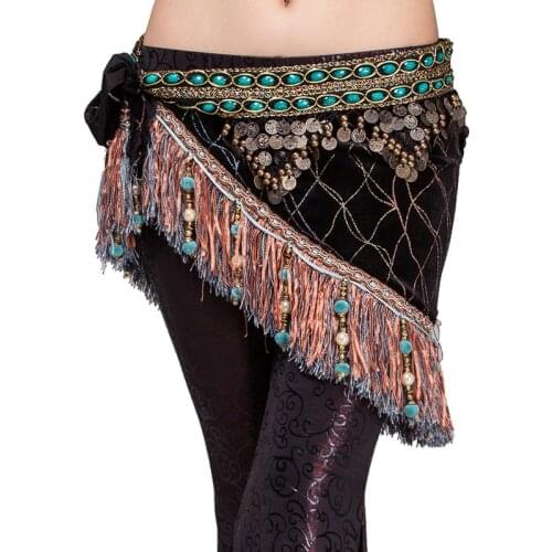 Top Sellers Belly Dance Accessories Woman Tassel Dance Hip Scarf Girls Stage Performance Belts India Belly Dance Belt