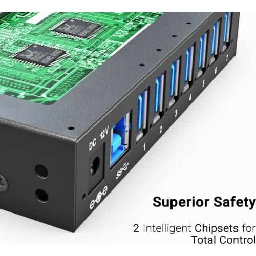 Metal Case with Mounting brackets Metal 7 ports USB 3.0 Hub with High Current USB Charging Hub Power Adapter for Robot