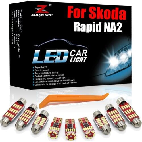 Much Better White Canbus LED Interior Kit 9pcs For Skoda Rapid NH1 NH3 NA2 2011-2019 Car Glove Box Dome Bulb Lamp Trunk Light