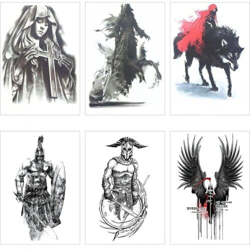 21X15 CM NEW Fashion Sexy Waterproof Tattoo Maria Mother With Cross Temporary Tattoo