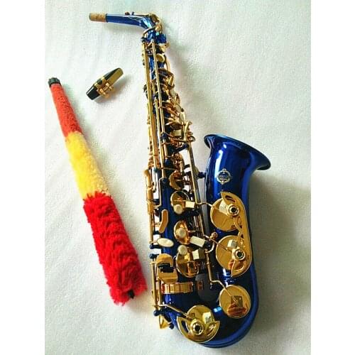 New Alto Saxophone Eb Flat Upgrade Saxophone Exquisite Orchestral Instrument Blue Golden key Alto Sax and Case