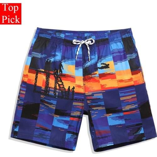 TOPPICK swimwear men new Board shorts men beach fitness running bermudas jogger printing mens Swimming trunks for bathing YK45
