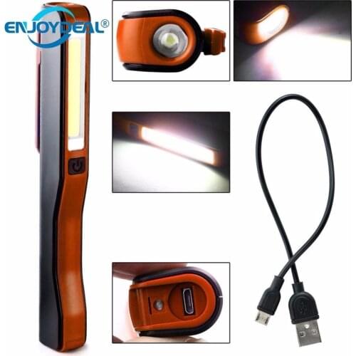 Rechargeable Mini COB led worklight magnetic USB Pen Clip Hand Torch Flashlight Work Inspection Light for Camping Trekking Night