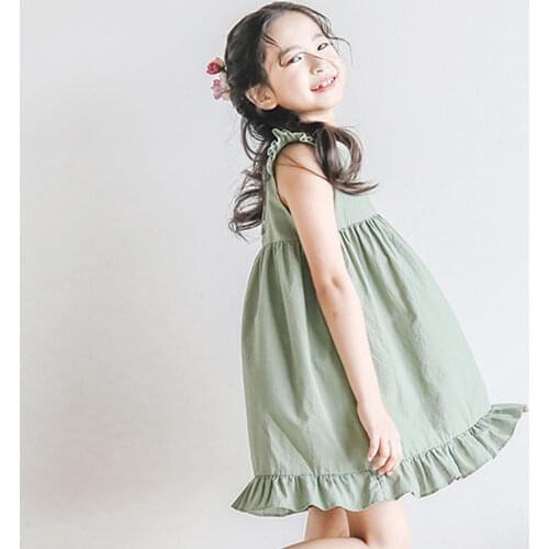 Ruffle dress for 6 8 10 12 14 yrs teenage girls sleeveless back bow dress summer cute kids party frocks fashion korean vestidos