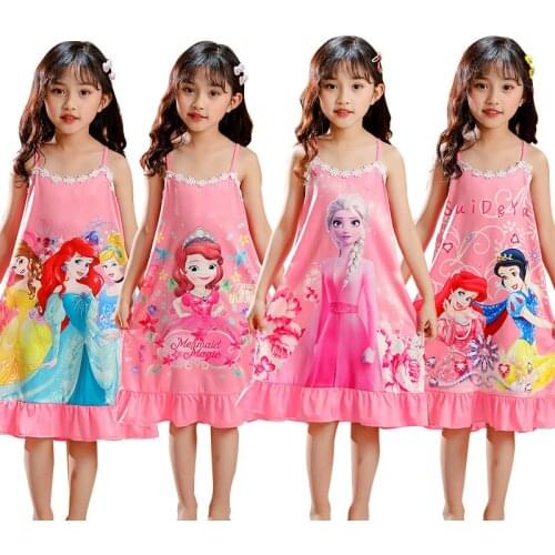 Girl Dresses Frozen Anna Elsa Princess Sleeveless Dress Christmas Party Clothes Kid Snow White Sleepwear Homewear Casual Costume