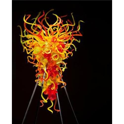 Red Yellow Color Hanging Lamps Hand Blown Glass Living Room Chandeliers Suspensions House Decoration Spiral Staircase Chandelier