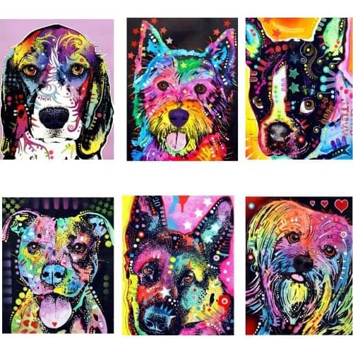 Full square/round 5d diy diamond painting Color dogs Diamond embroidery Rhinestone Kid room decoration Home Decoration BJ