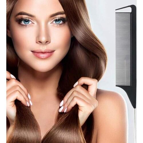 Hot Fashion Black Fine-tooth Comb Metal Pin Anti-static Hair Style Rat Tail Comb 220x25x3mm Hair Styling Beauty Tools