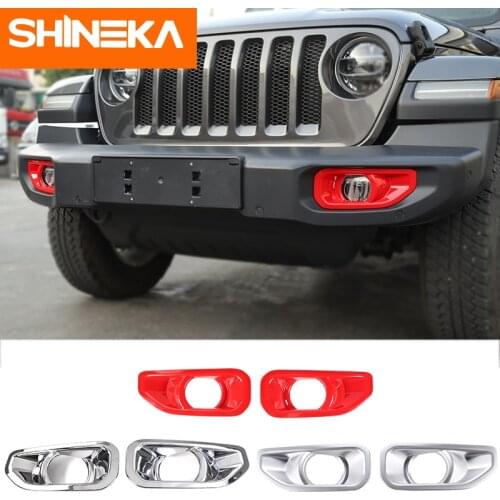 SHINEKA Chromium Styling for Jeep Wrangler JL 2018+ ABS Car Front Fog Light Cover Lamp Stickers For Wrangler Sahara JL