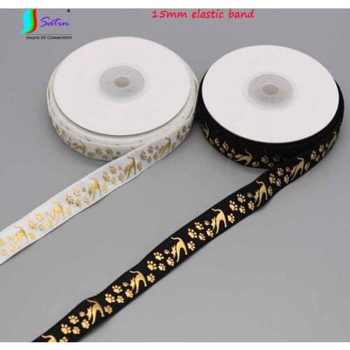 Width 15mm Narrow White Black Background Hairband Sew Clothes Bag Hat Thin Soft Cartoon Cat Claw Elastic Belt