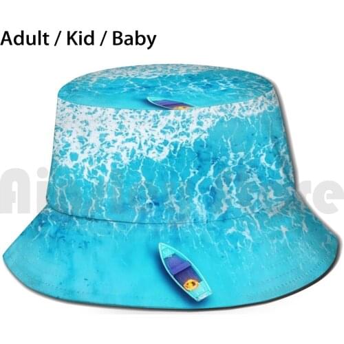 Lazure Bay Sun Hat 1459 Bucket Hat Marble Sea Ocean Blue Water Abstract Waves Watercolor Pattern Beach